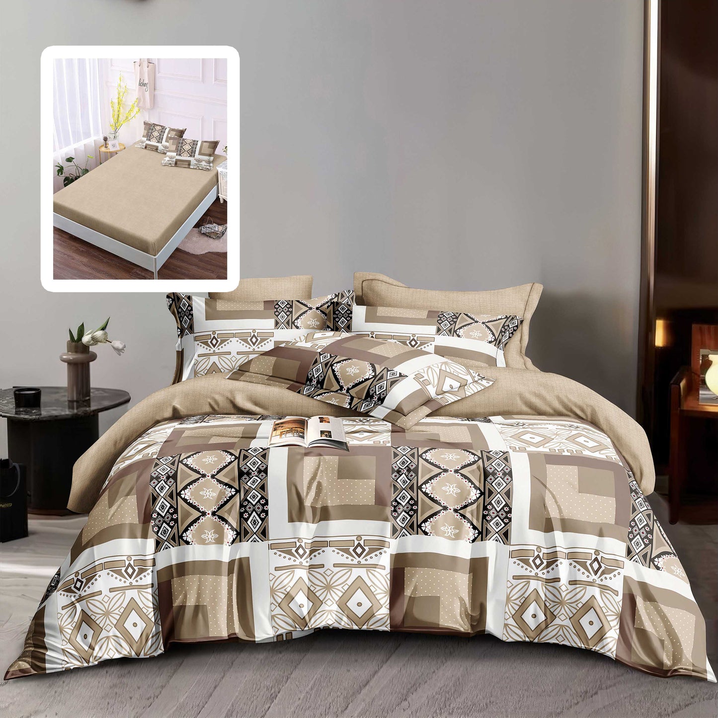 LENJERIE FINET 6 PIESE CU HUSĂ - 160x200 ȘI 180x200 (BENGA-VH)