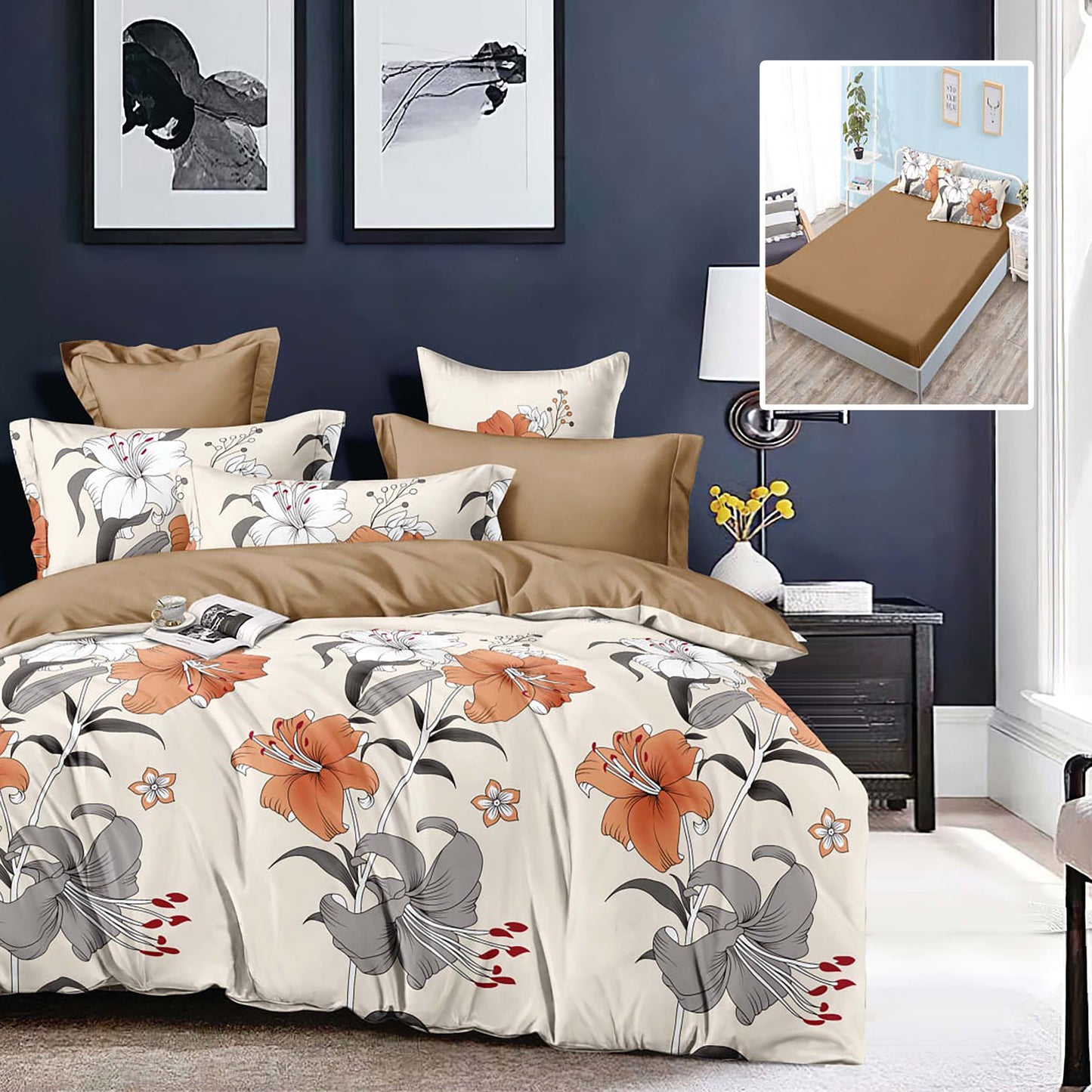 LENJERIE FINET 6 PIESE CU HUSĂ - 160x200 ȘI 180x200 (HF6P239)