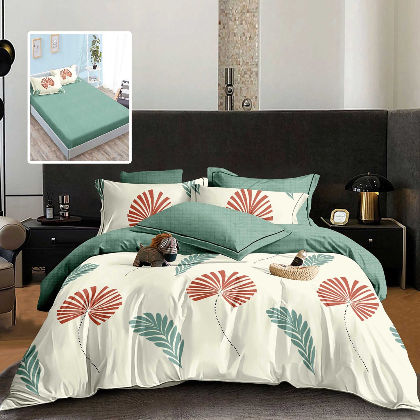 LENJERIE FINET 6 PIESE CU HUSĂ - 160x200 ȘI 180x200 (HF6P314)