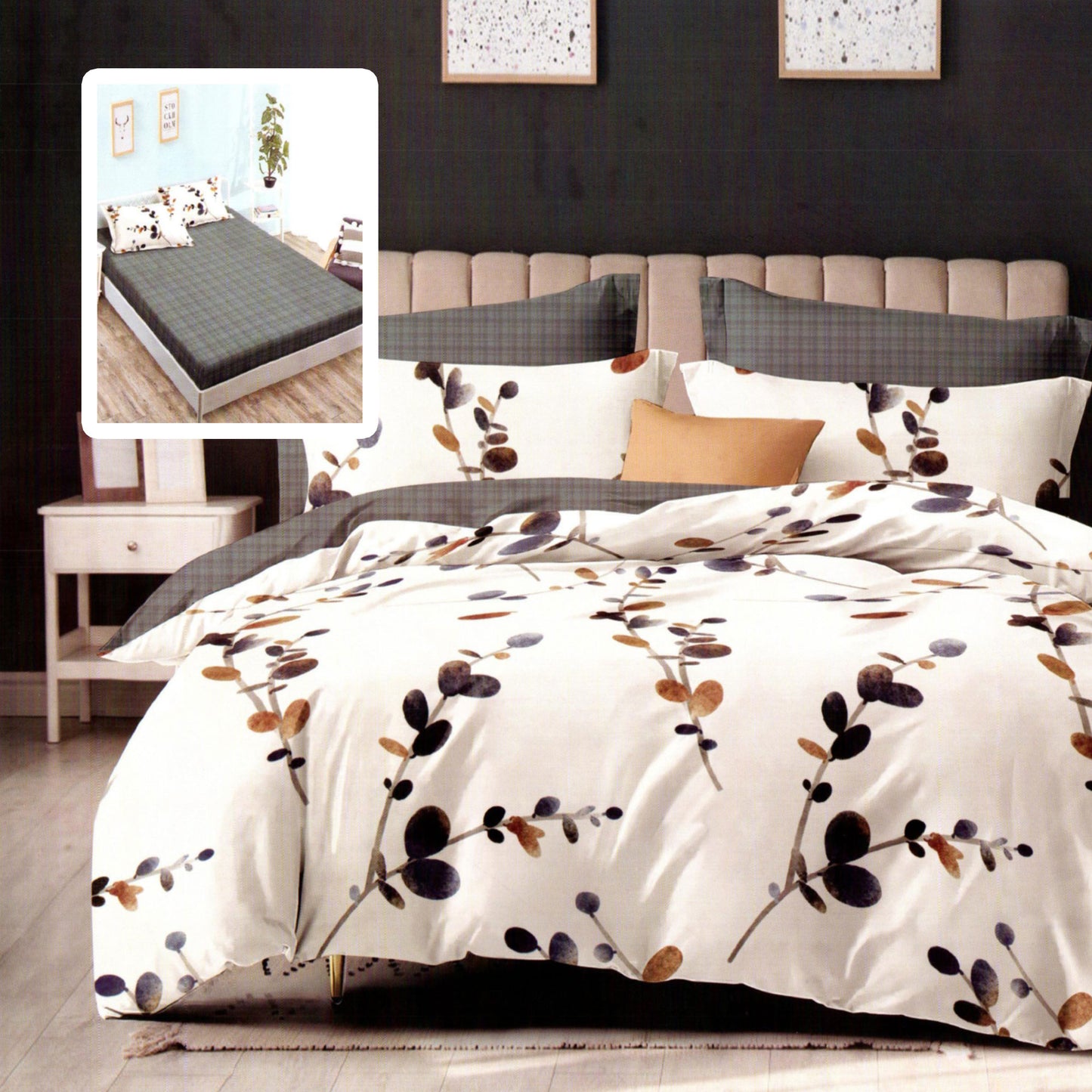 LENJERIE FINET 6 PIESE CU HUSĂ - 160x200 ȘI 180x200 (LUNA-VH)