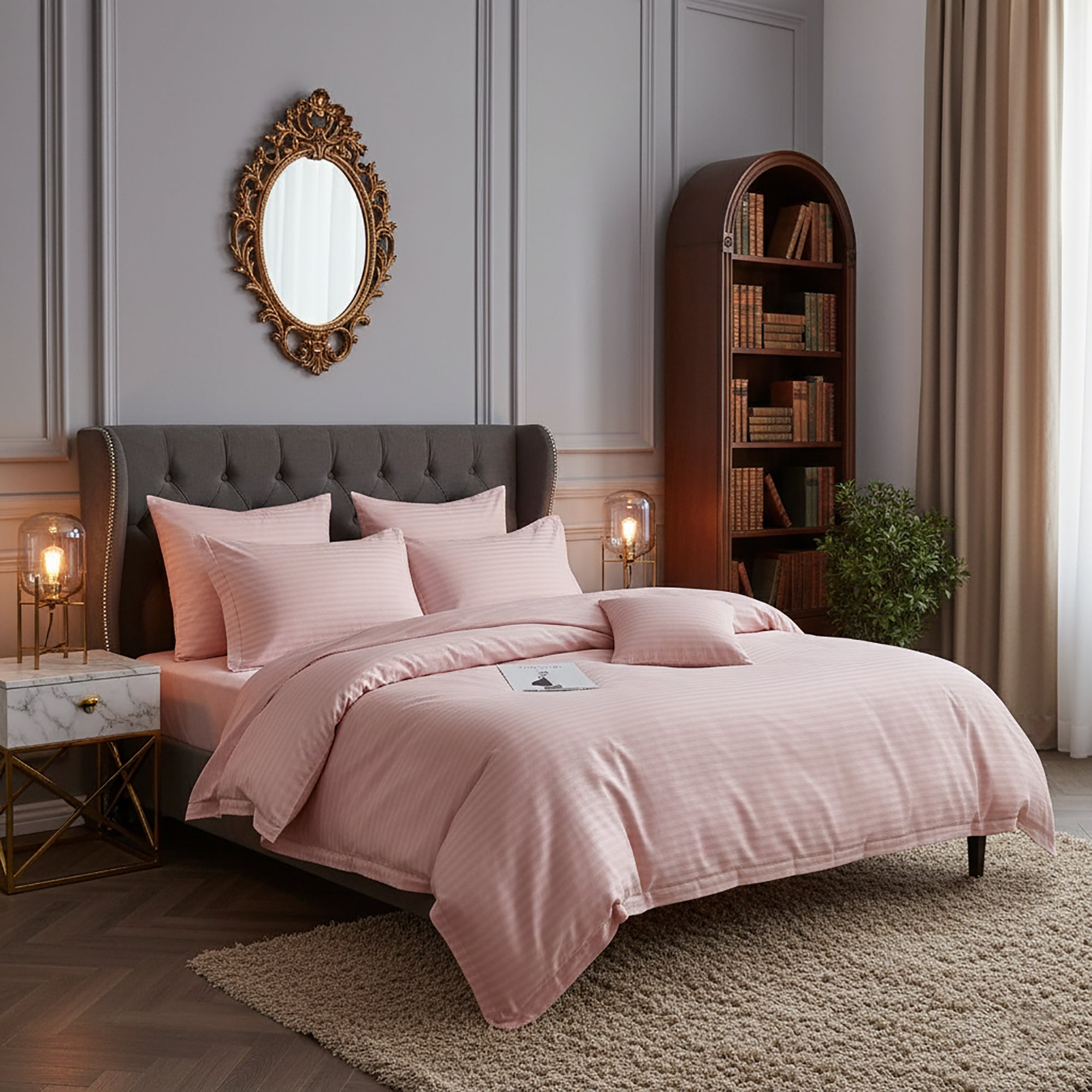 Lenjerie de pat damasc HORECA (GROS) - ROZ PUDRA