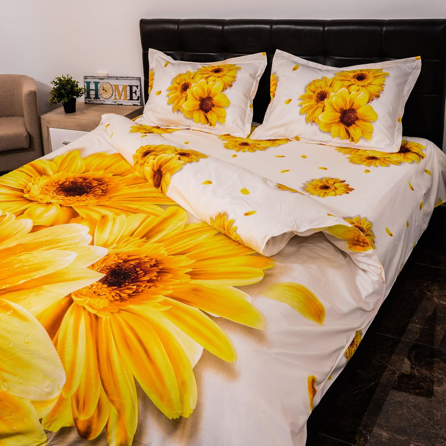 Lenjerie de pat digital print 3D (YELLOW FLOWER)