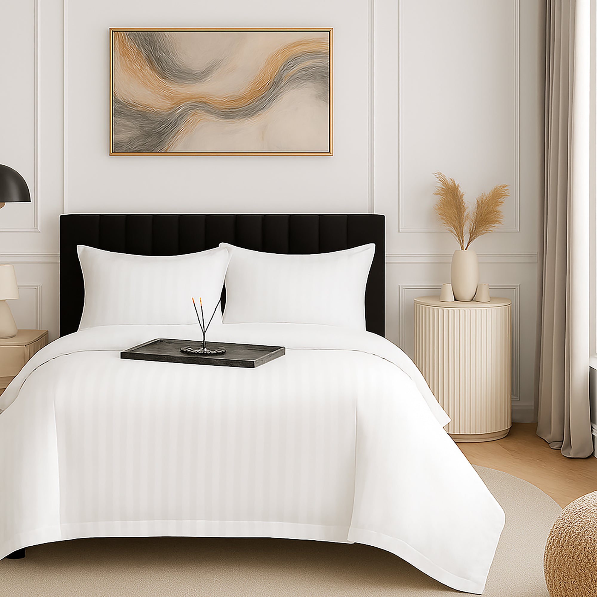 Lenjerie pat damasc policoton XXL - SUPER PRET (ALB)