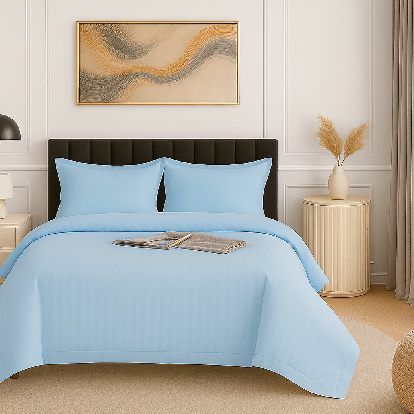 Lenjerie de pat damasc policoton XXL (BLEU)