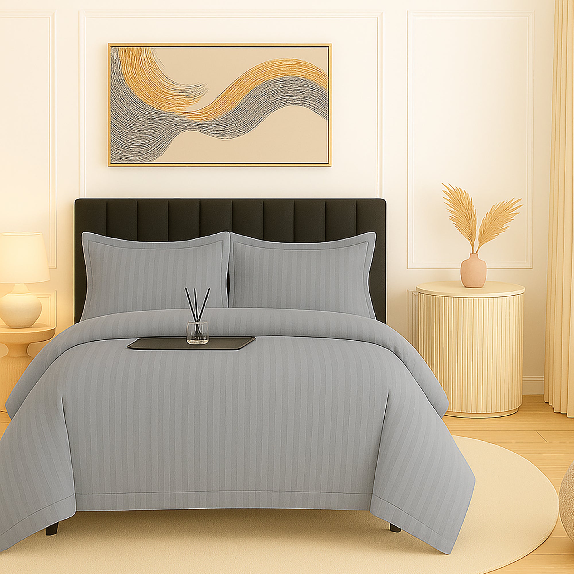 Lenjerie pat damasc policoton XXL - SUPER PRET (GRI)