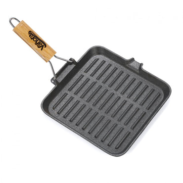 TIGAIE GRILL FONTA PURA CU MANER LEMN DETASABIL, 23X2 CM, AMBALAJ ETICHETA COLOR, VANORA HOME