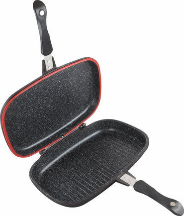 TIGAIE DUBLA DREPTUNGHIULARA TIP GRILL, ALUMINIU, 36x24x7.5 CM,DARK LINE CLASSIC,COOKING BY HEINNER