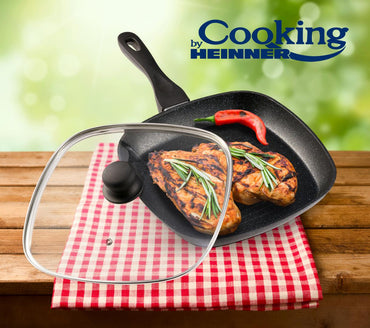 TIGAIE GRILL ALUMINIU+CAPAC, 28X4CM, BLACK SAND, COOKING BY HEINNER