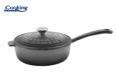 TIGAIE ADANCA FONTA EMAILATA + CAPAC 24 X 8 CM, 2.5 L, MARBLE GREY, COOKING BY HEINNER