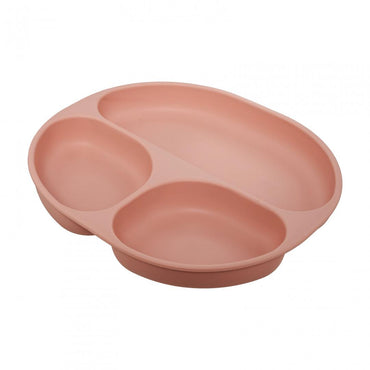 Set diversificare 3 piese silicon : bol , farfurie si cana cu cioc, roz, U-Grow