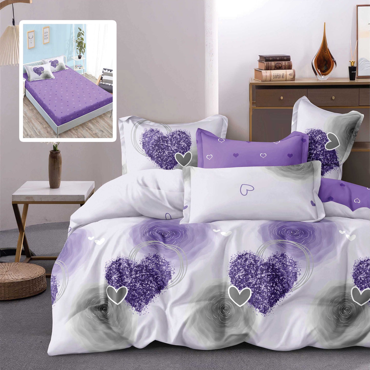 LENJERIE FINET 6 PIESE CU HUSĂ - 160x200 ȘI 180x200 (TANIA V2)