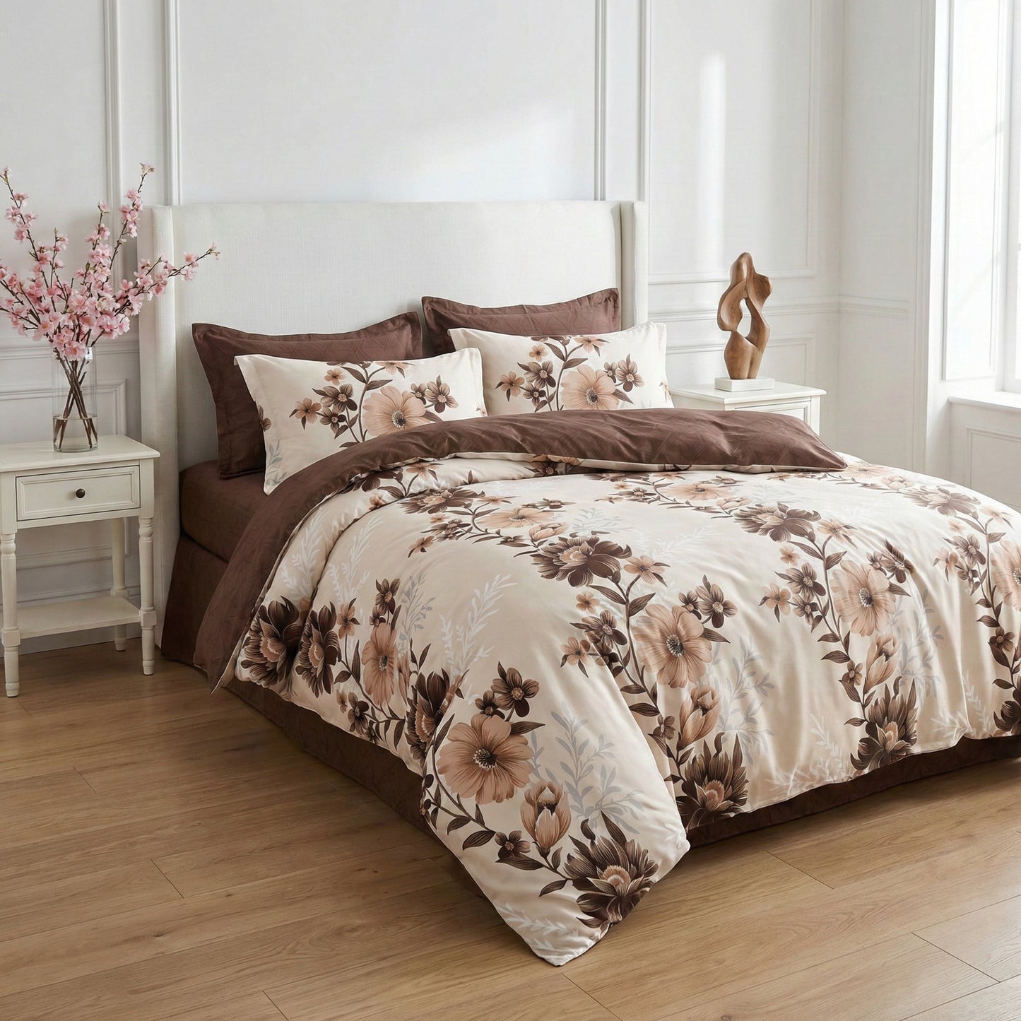 LENJERIE FINET 6 PIESE CU HUSĂ - 160x200 ȘI 180x200 (AMELIA-VH)