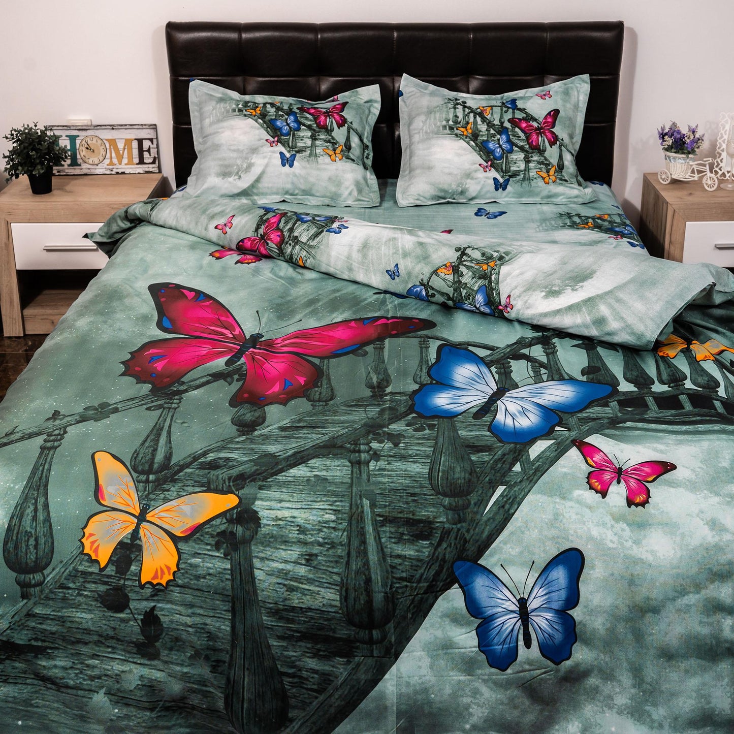 Lenjerie de pat digital print 3D (BUTTERFLY ON THE BRIDGE)