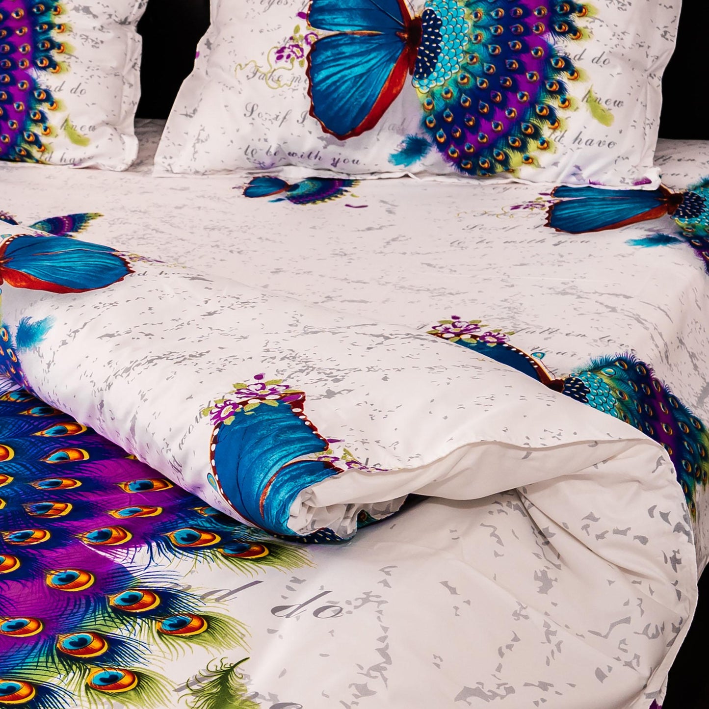 Lenjerie de pat digital print 3D (BUTTERFLY PEACOCK)