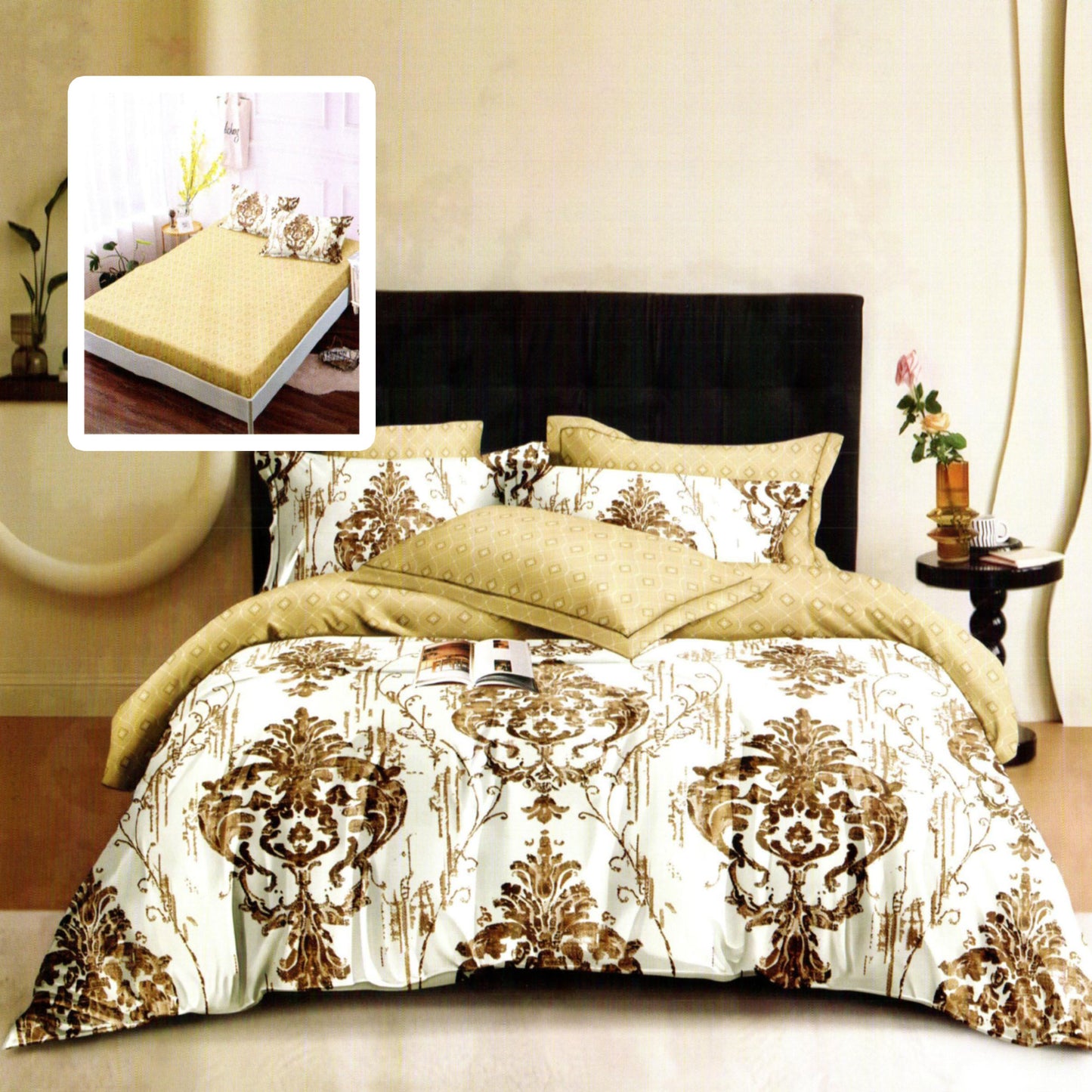 LENJERIE FINET 6 PIESE CU HUSĂ - 160x200 ȘI 180x200 (GREES-VH)