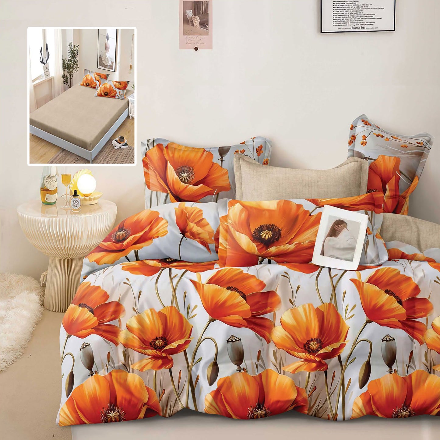 LENJERIE FINET 6 PIESE CU HUSĂ - 160x200 ȘI 180x200 (HARPER)