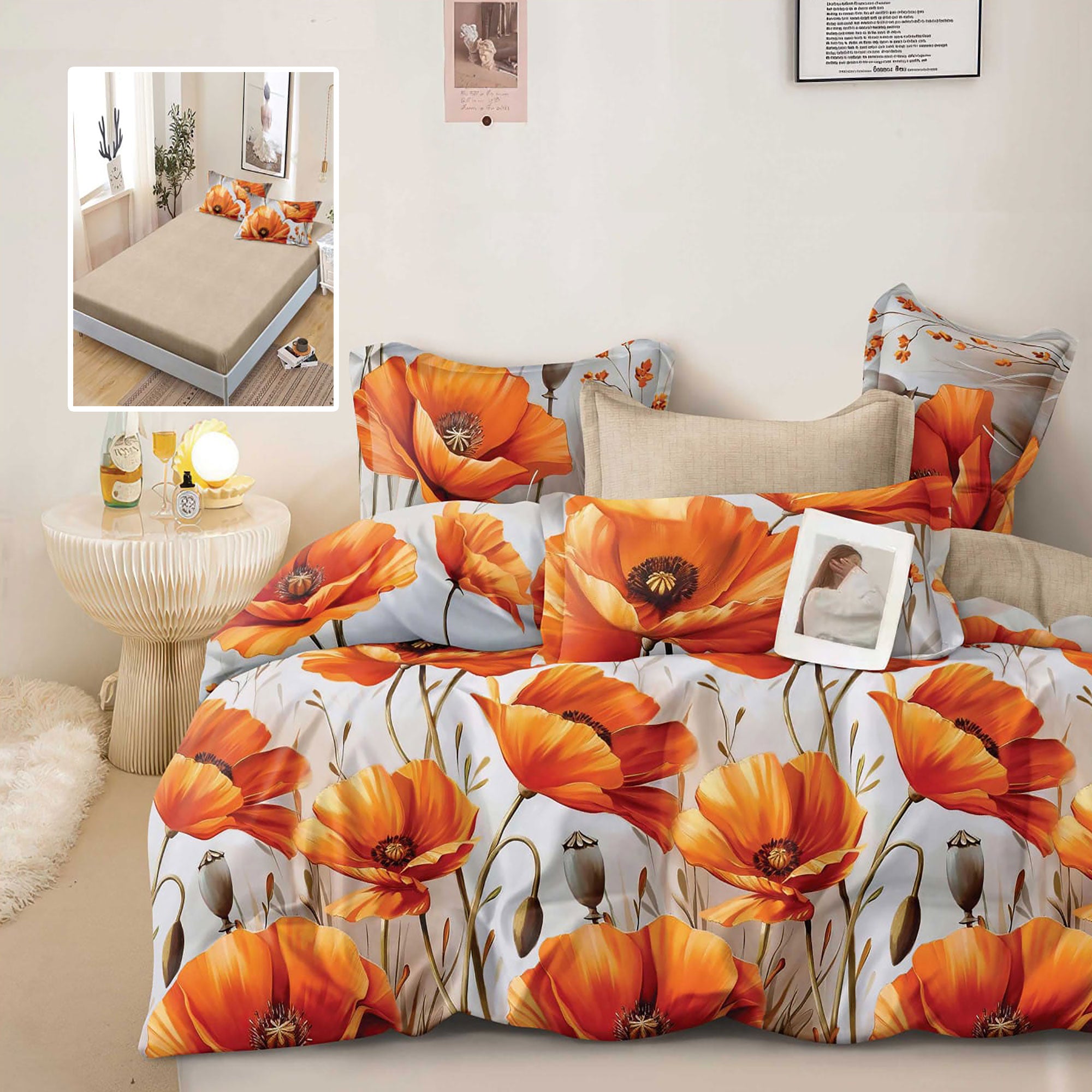 LENJERIE FINET 6 PIESE CU HUSĂ - 160x200 ȘI 180x200 (HARPER)