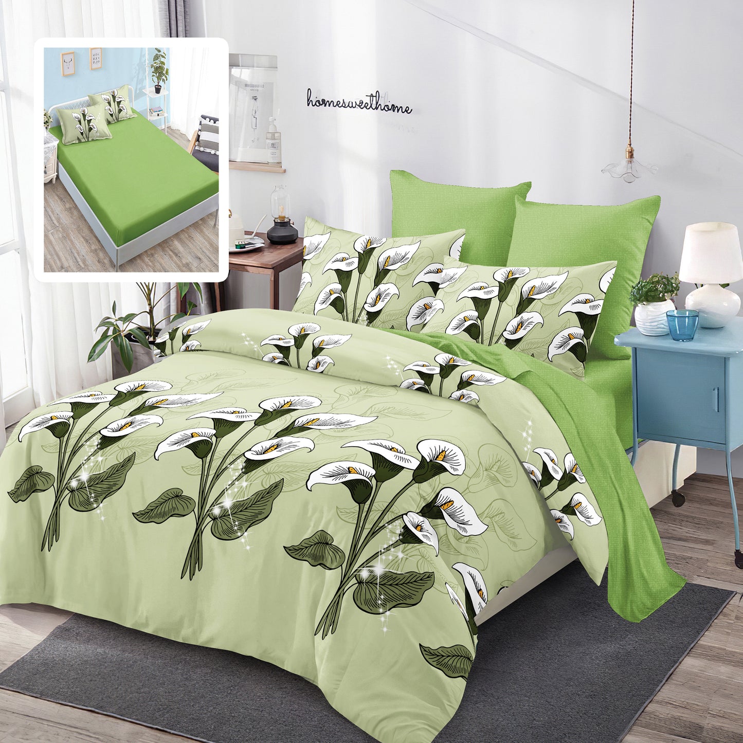 LENJERIE FINET 6 PIESE CU HUSĂ - 160x200 ȘI 180x200 (HF6P207)