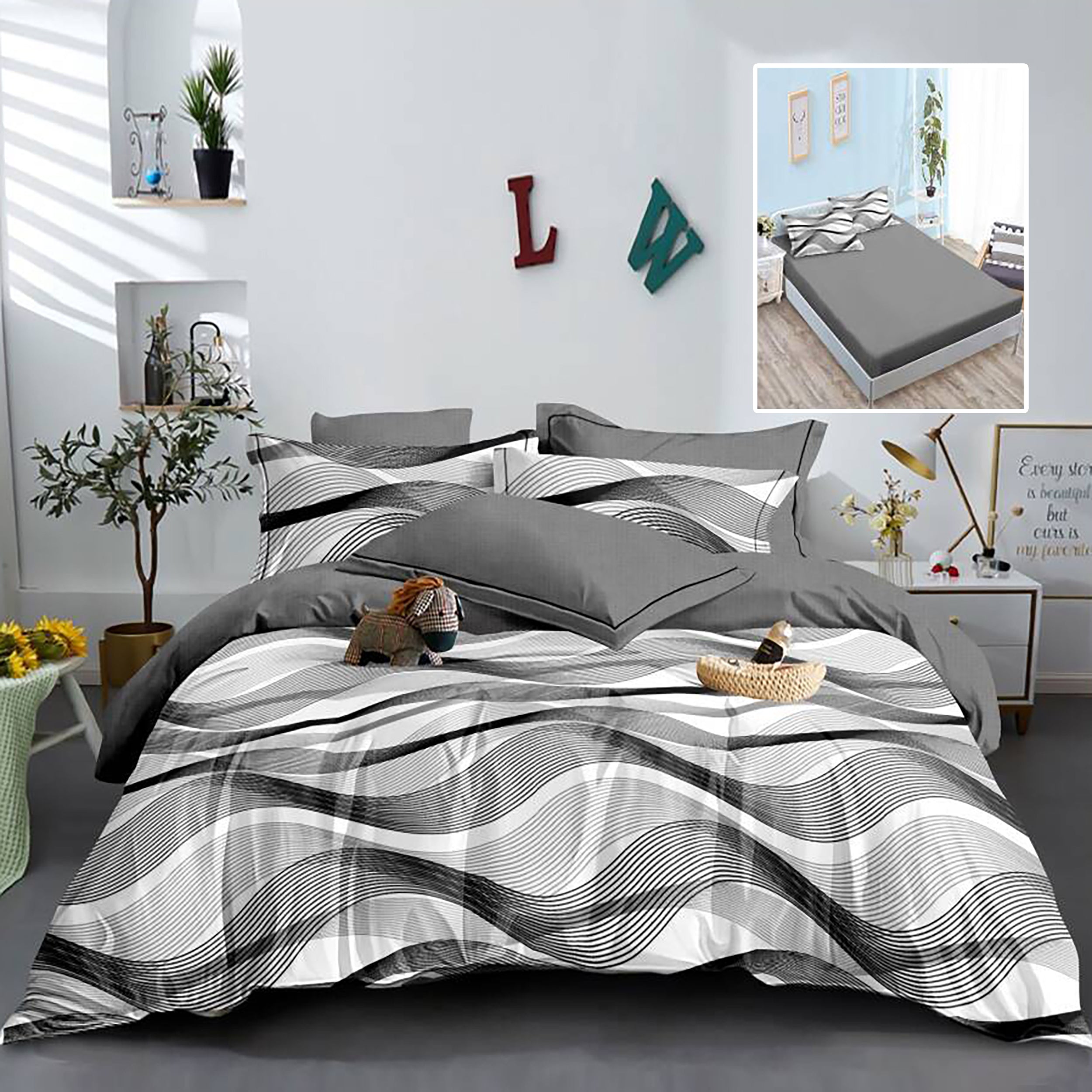 LENJERIE FINET 6 PIESE CU HUSĂ - 160x200 ȘI 180x200 (HF6P237)