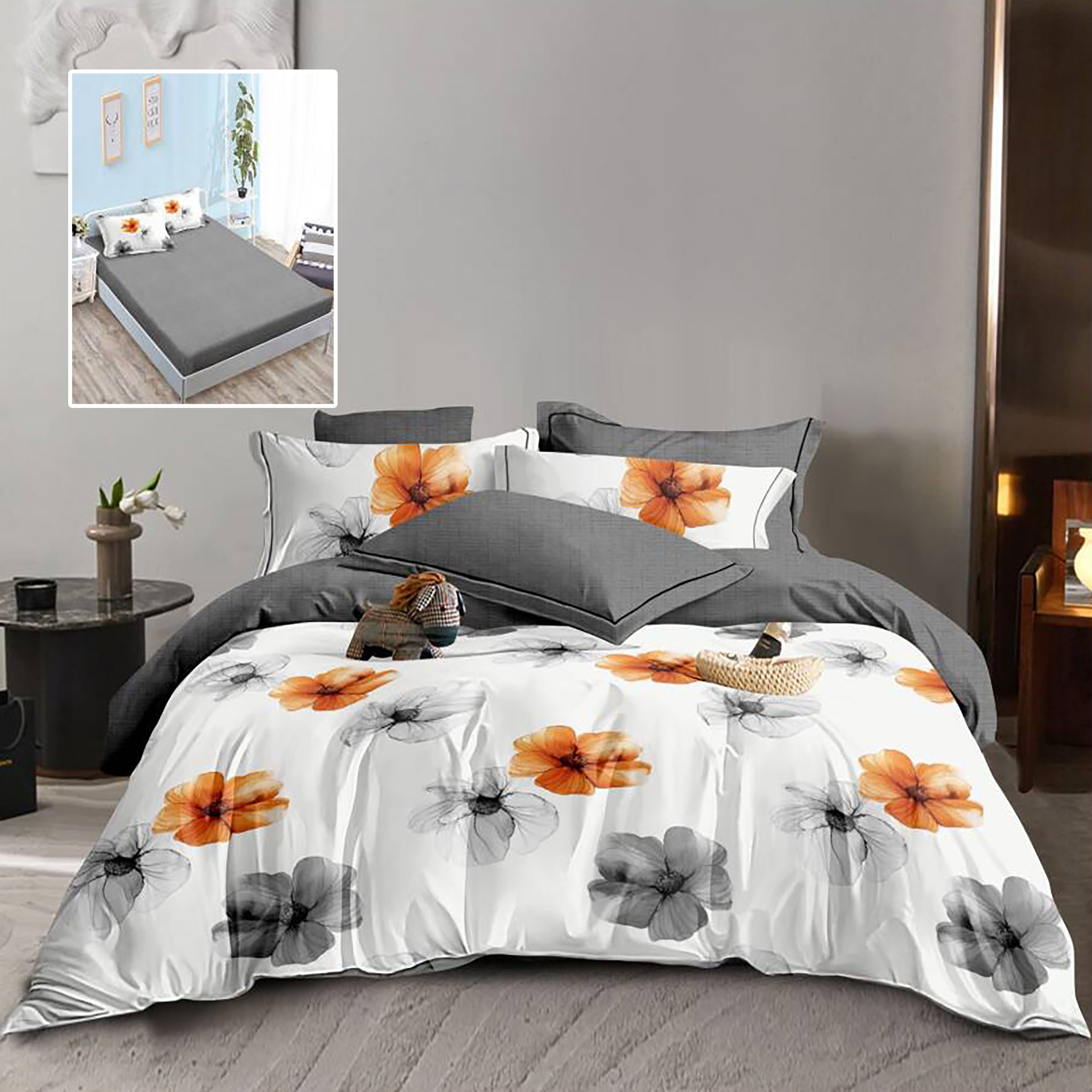 LENJERIE FINET 6 PIESE CU HUSĂ - 160x200 ȘI 180x200 (HF6P242)