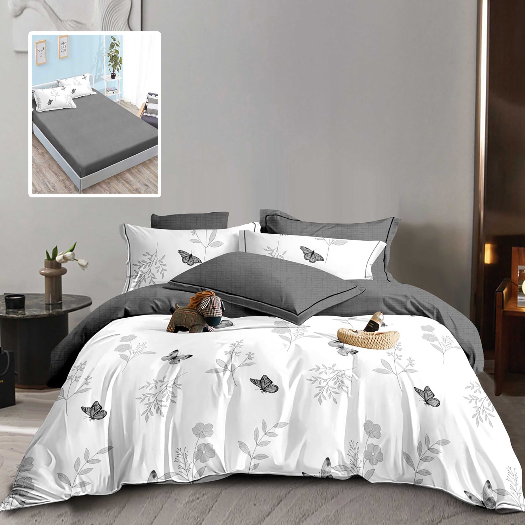 LENJERIE FINET 6 PIESE CU HUSĂ - 160x200 ȘI 180x200 (HF6P323)
