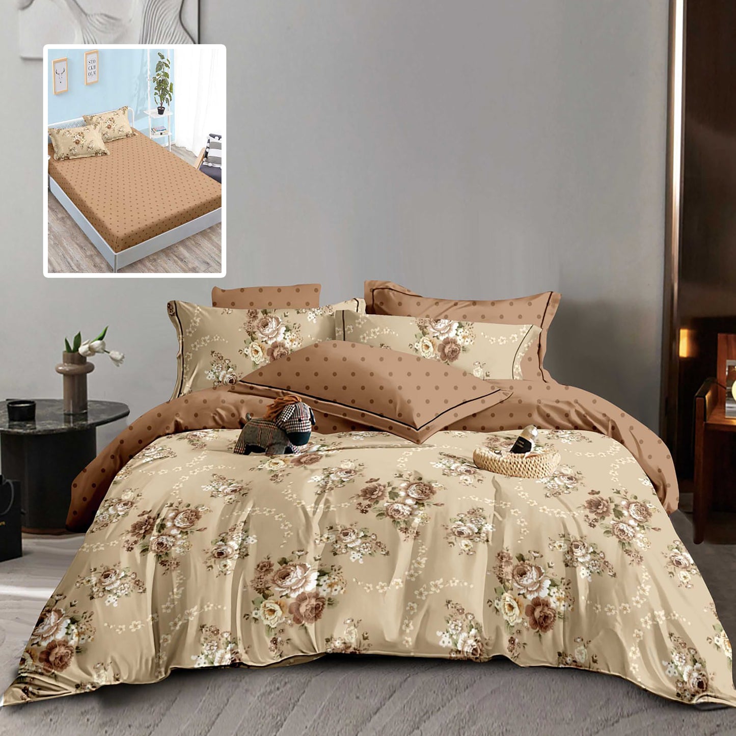LENJERIE FINET 6 PIESE CU HUSĂ - 160x200 ȘI 180x200 (HF6P325)