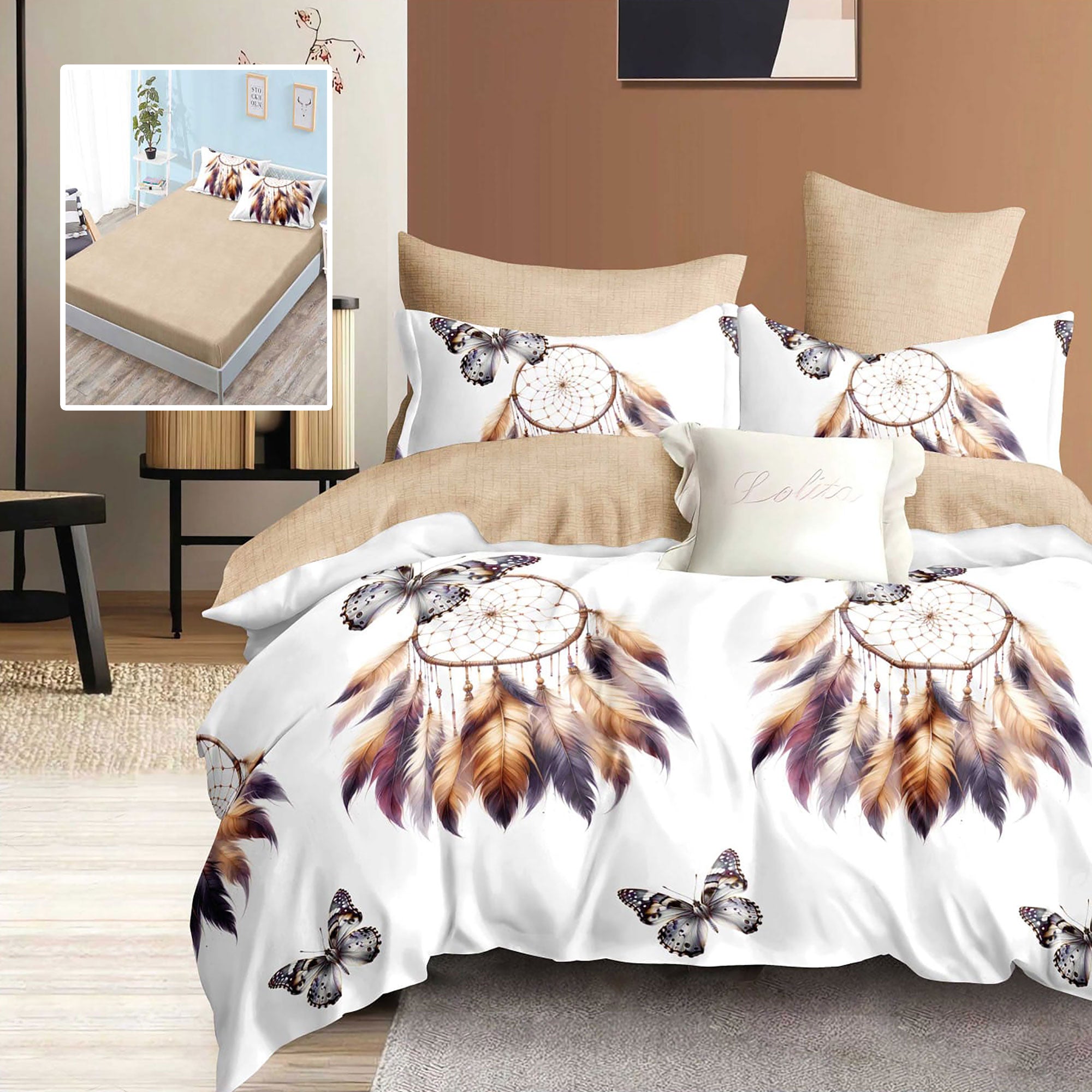 LENJERIE FINET 6 PIESE CU HUSĂ - 160x200 ȘI 180x200 (JESSICA-VH)