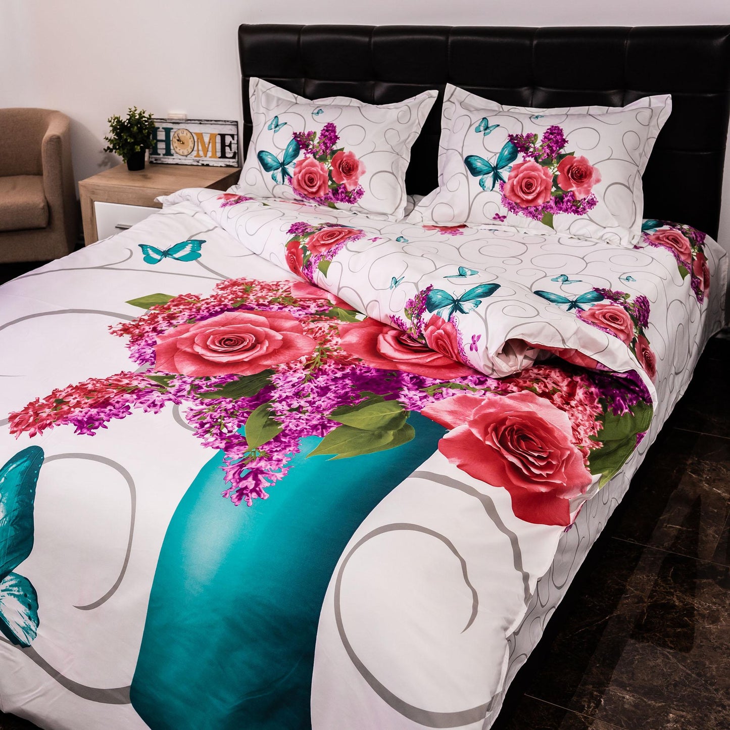 Lenjerie de pat digital print 3D (LILIAC FLOWERS)