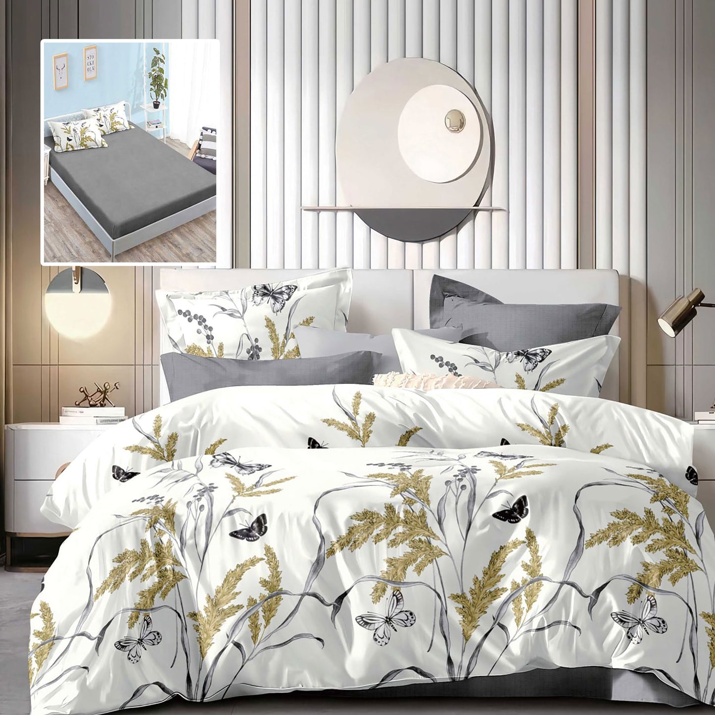 LENJERIE FINET 6 PIESE CU HUSĂ - 160x200 ȘI 180x200 (MADISON-VH)