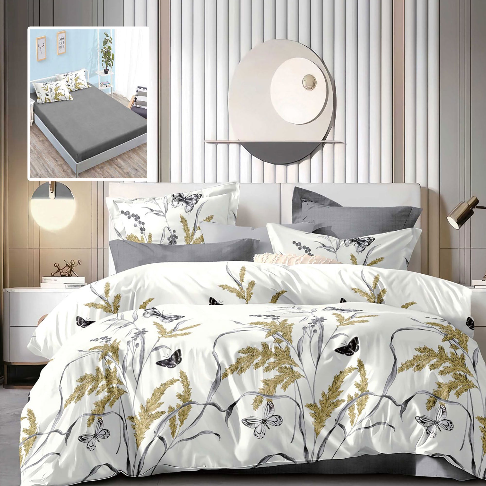 LENJERIE FINET 6 PIESE CU HUSĂ - 160x200 ȘI 180x200 (MADISON-VH)