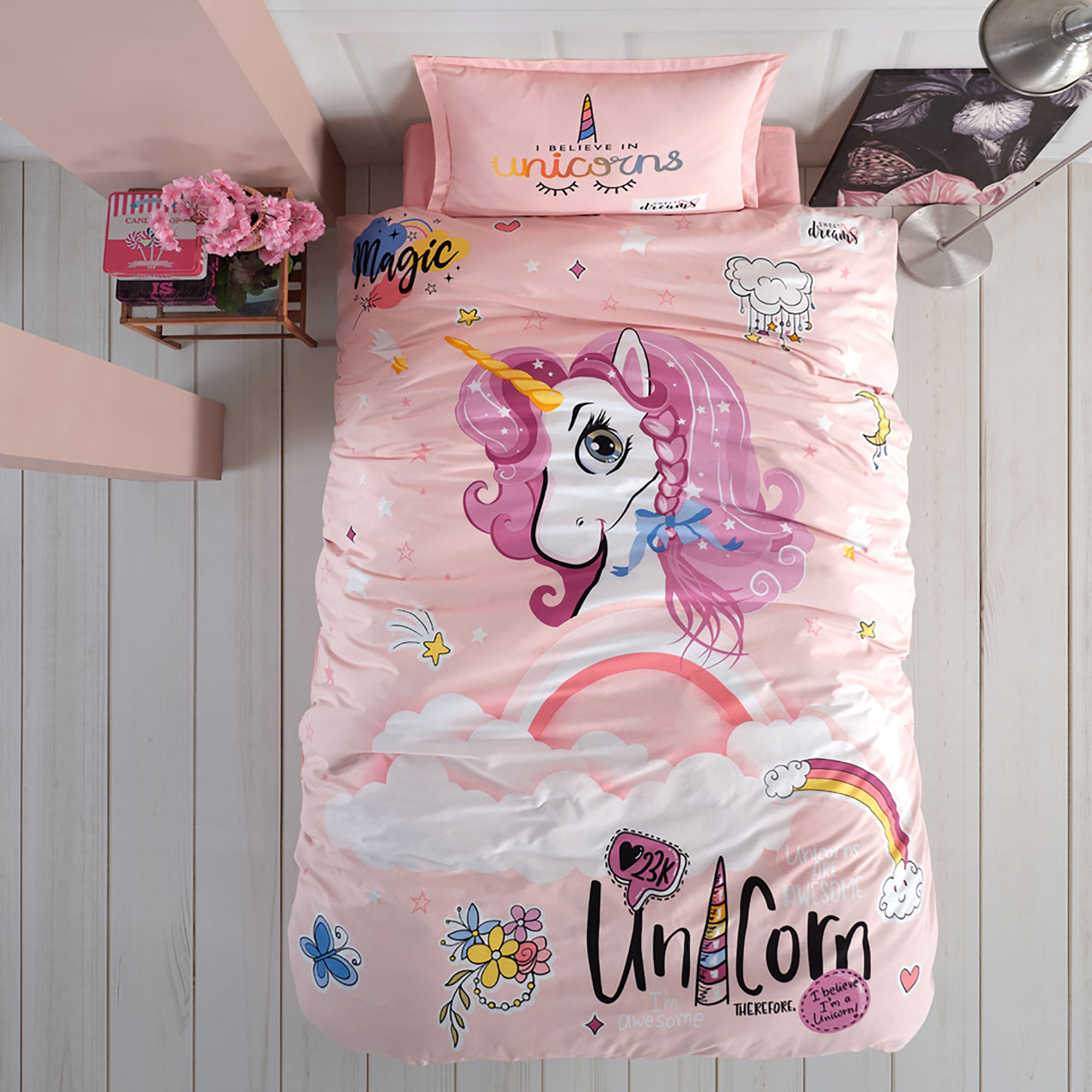 Lenjerie de pat ranforce 100% bumbac - o persoană (Pink Dreams)