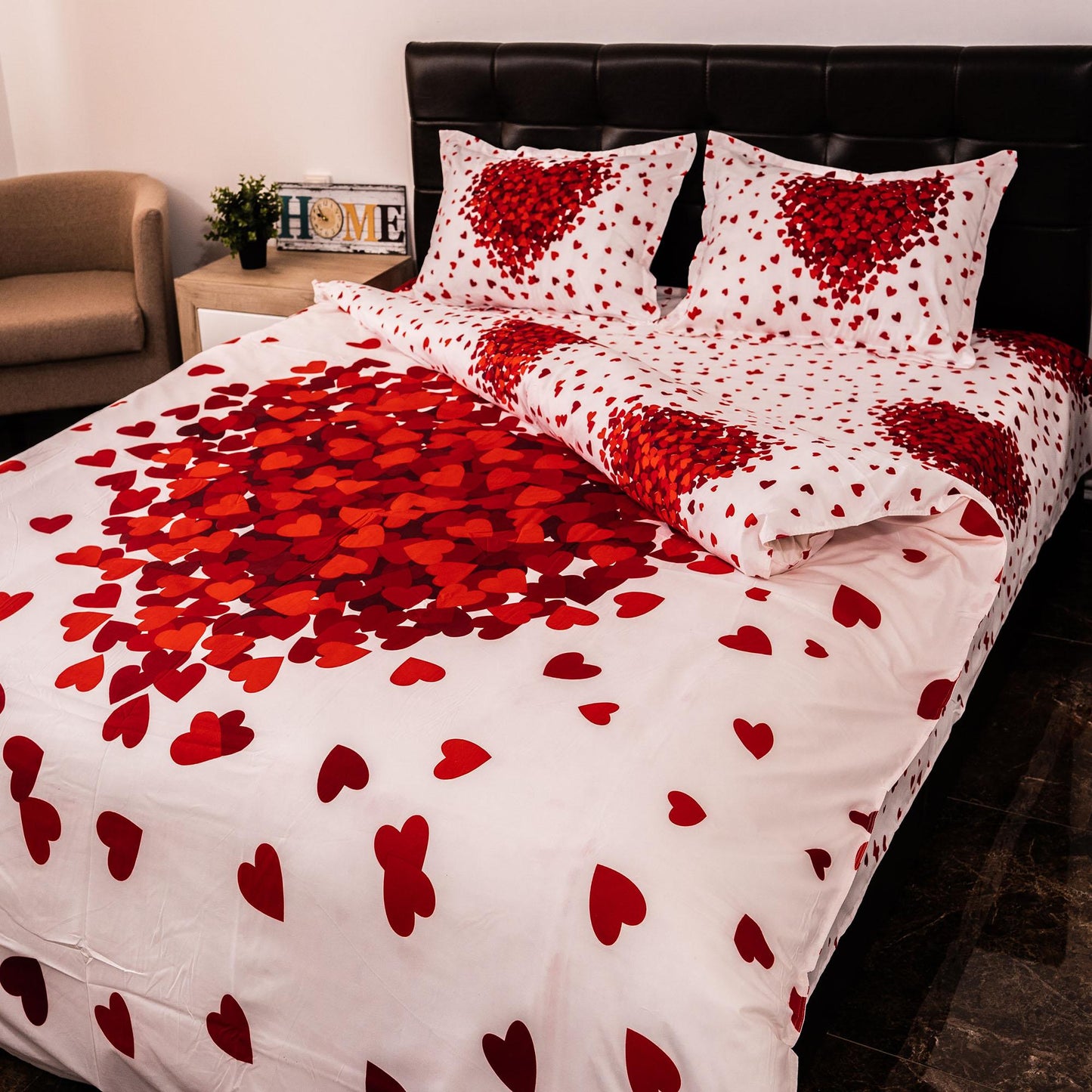 Lenjerie de pat digital print 3D (RED HEART)