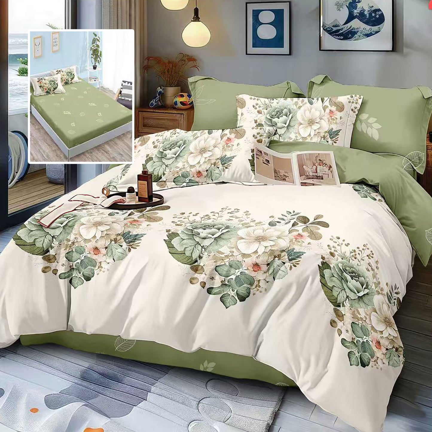 LENJERIE FINET 6 PIESE CU HUSĂ - 160x200 ȘI 180x200 (AUBRIELLE-H)
