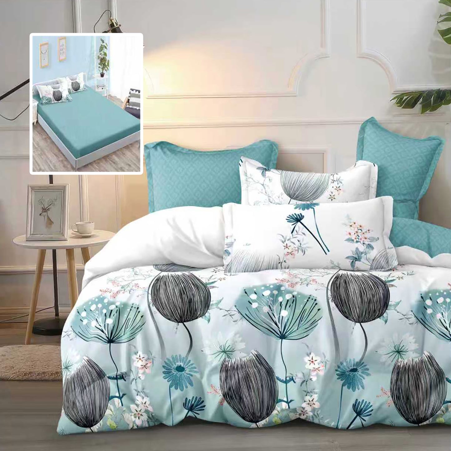 Lenjerie Finet 6 piese cu husă de pat pentru saltea de 160x200 și 180x200