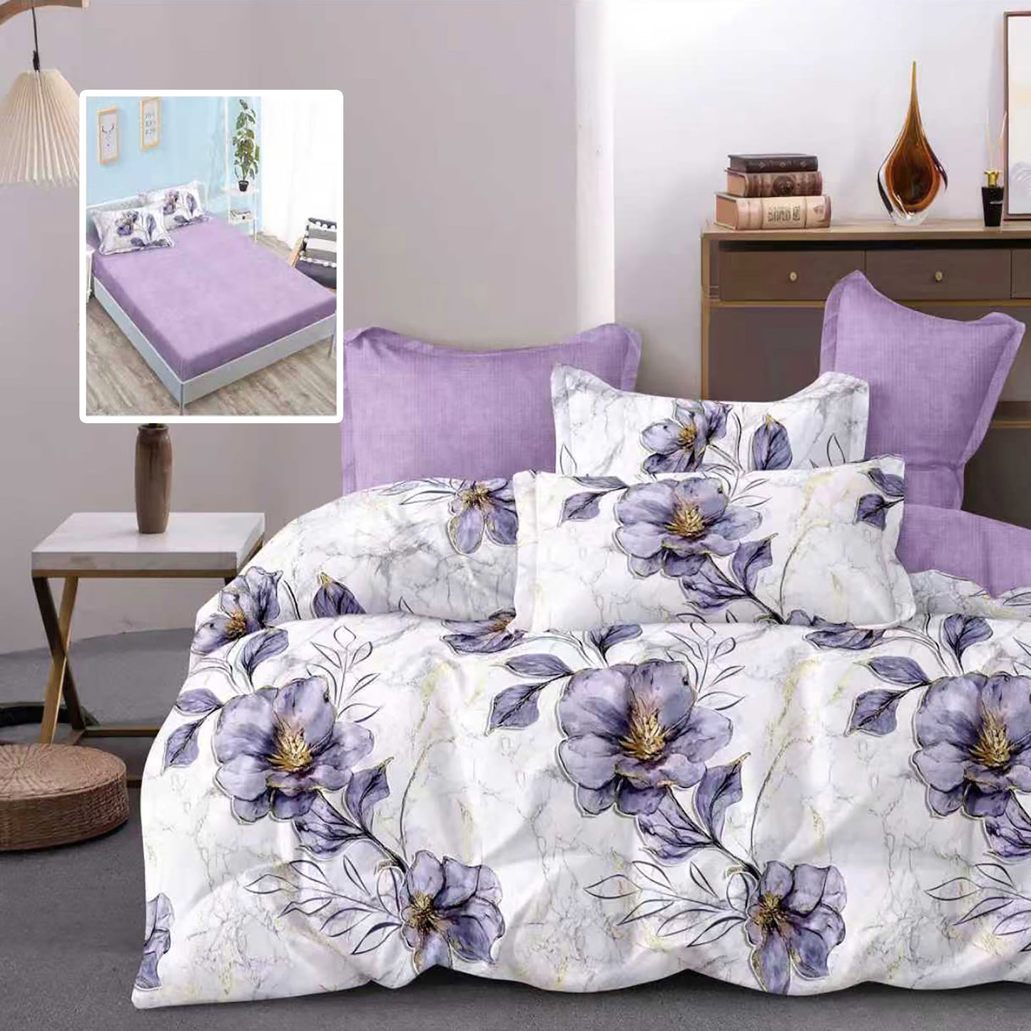 Lenjerie Finet 6 piese cu husă de pat pentru saltea de 160x200 și 180x200
