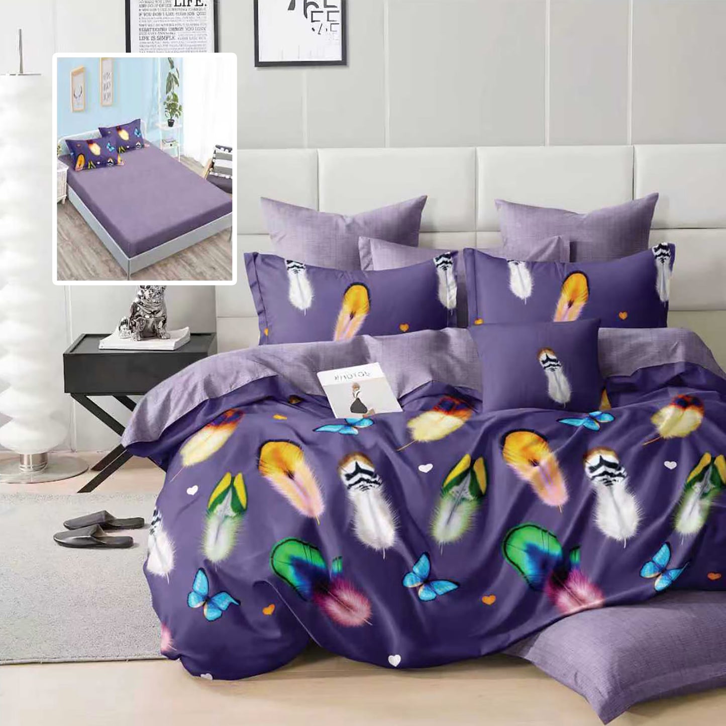 Lenjerie Finet 6 piese cu husă de pat pentru saltea de 160x200 și 180x200