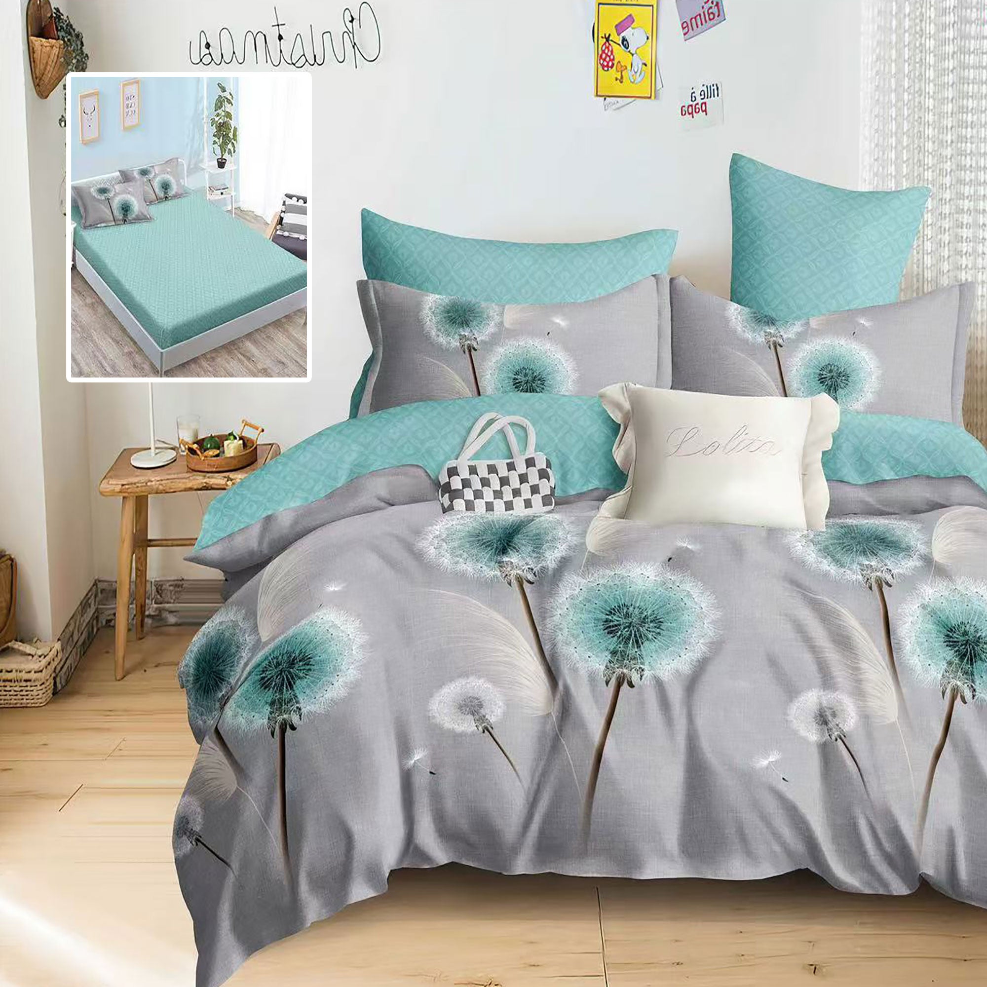 LENJERIE FINET 6 PIESE CU HUSĂ - 160x200 ȘI 180x200 (HAILEY-H)