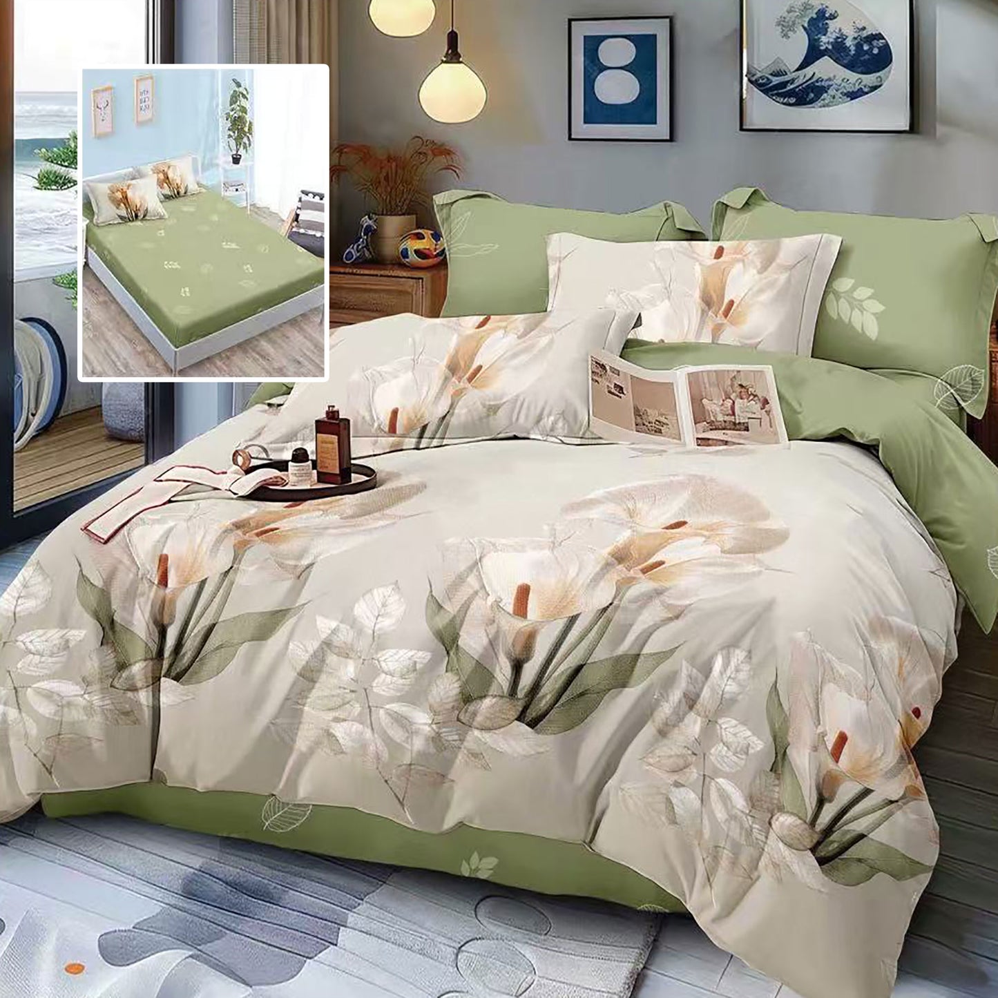 LENJERIE FINET 6 PIESE CU HUSĂ - 160x200 ȘI 180x200 (JORDYN-H)