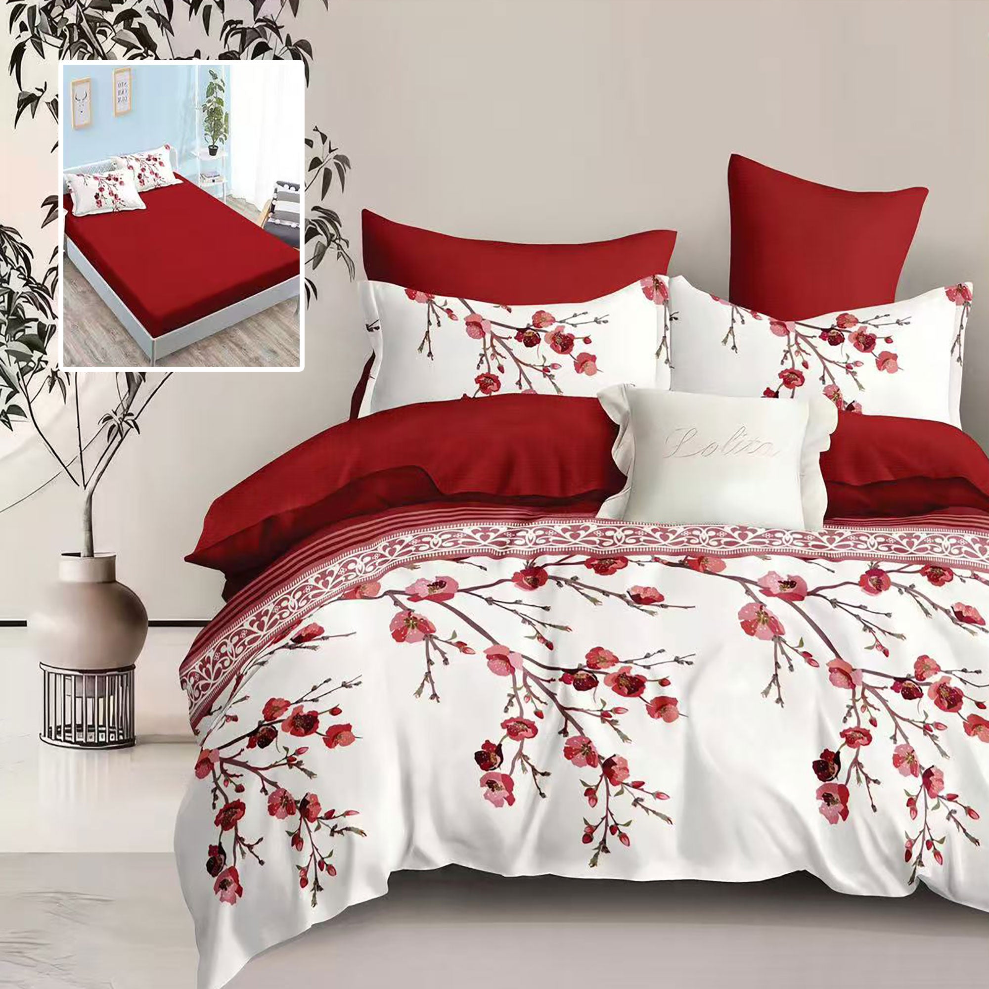 LENJERIE FINET 6 PIESE CU HUSĂ - 160x200 ȘI 180x200 (KENNEDY-H)