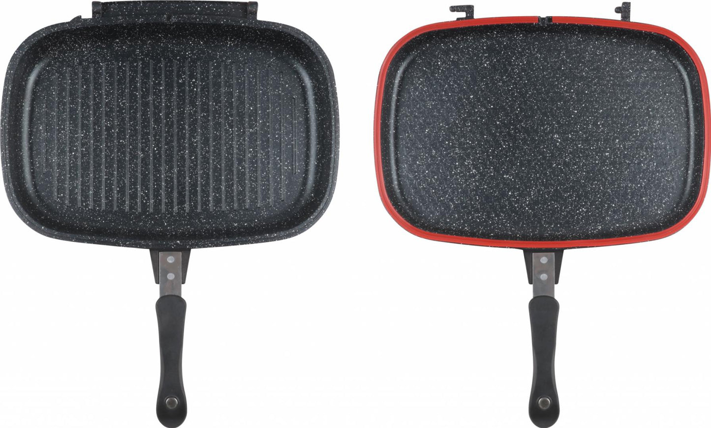TIGAIE DUBLA DREPTUNGHIULARA TIP GRILL, ALUMINIU, 36x24x7.5 CM,DARK LINE CLASSIC,COOKING  BY HEINNER