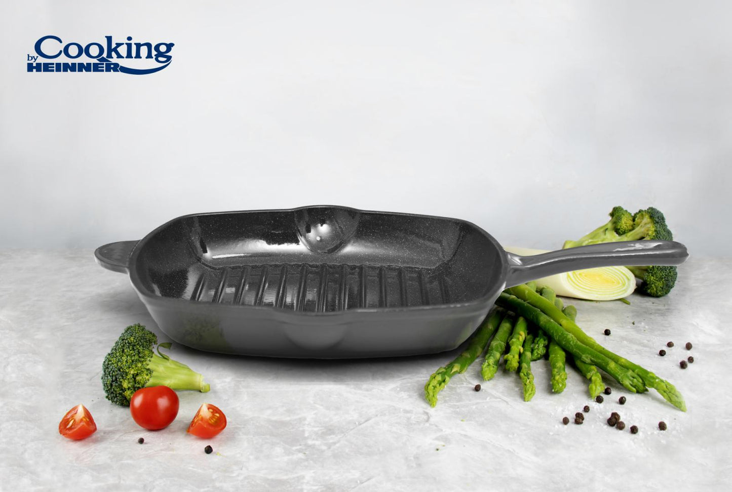 TIGAIE GRILL FONTA EMAILATA  26.5 X 4.5 CM, MARBLE GREY, COOKING BY HEINNER