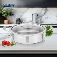CRATITA INOX+CAPAC STICLA 26X7CM, 3.5L, ATOMIC3, COOKING BY HEINNER