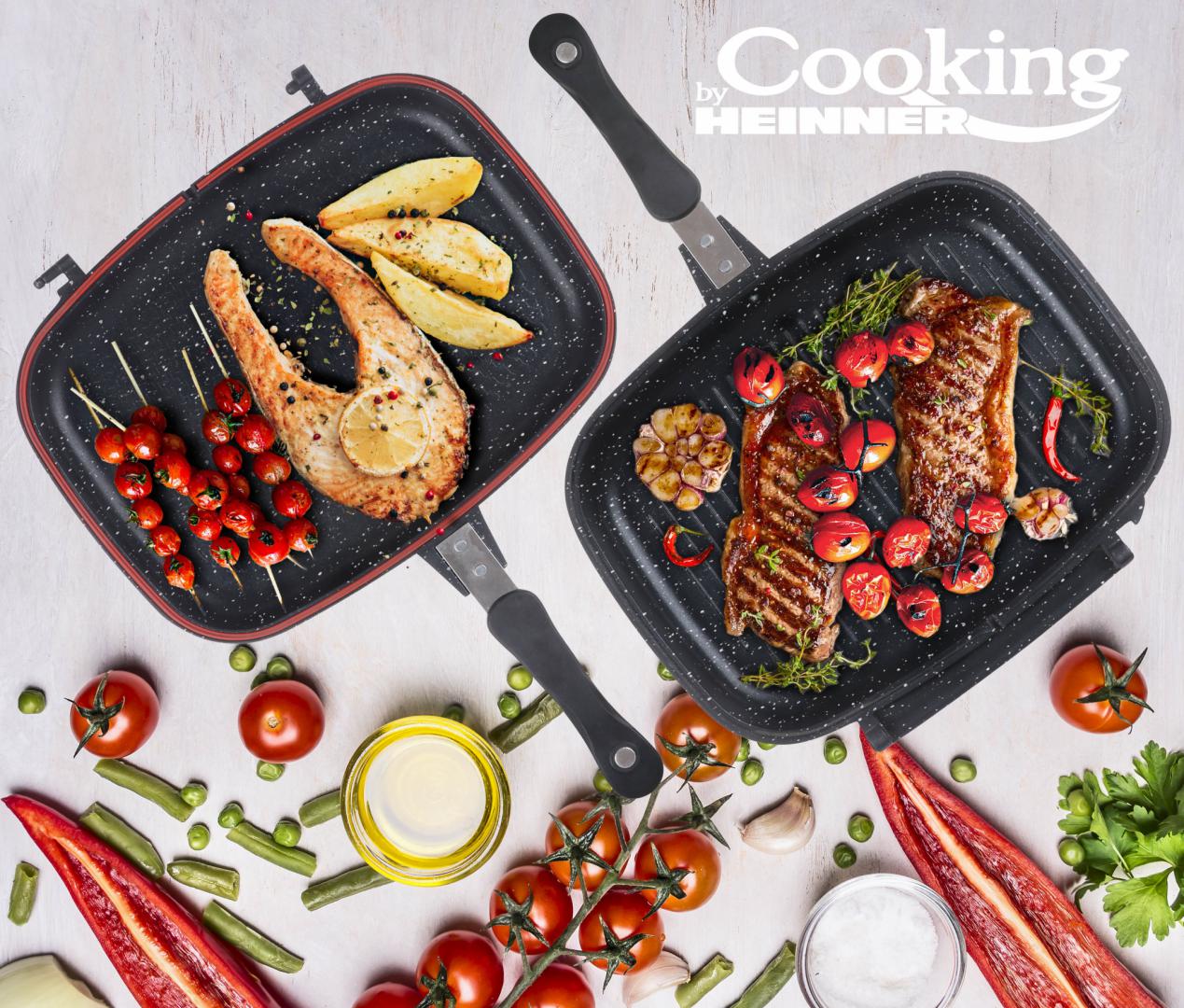 TIGAIE DUBLA DREPTUNGHIULARA, ALUMINIU,32x24x7.5cm, DARK LINE CLASSIC, COOKING  BY HEINNER