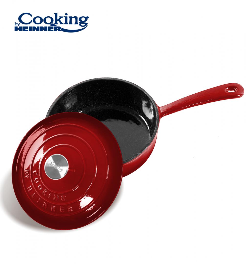 TIGAIE  ADANCA FONTA EMAILATA + CAPAC 24 X 8 CM, 2.5 L, RED LINE, COOKING BY HEINNER