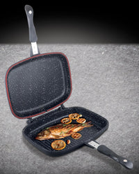 TIGAIE DUBLA DREPTUNGHIULARA, ALUMINIU,32x24x7.5cm, DARK LINE CLASSIC, COOKING  BY HEINNER