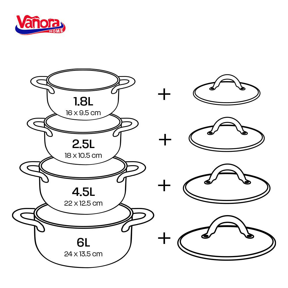 SET GATIT DIN INOX 8 PIESE, MEDINA, VANORA HOME