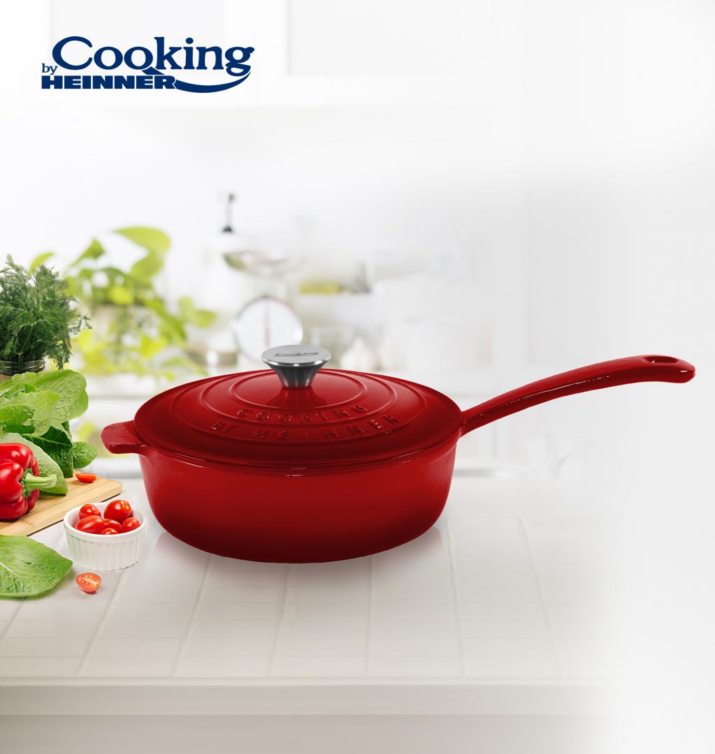 TIGAIE  ADANCA FONTA EMAILATA + CAPAC 24 X 8 CM, 2.5 L, RED LINE, COOKING BY HEINNER