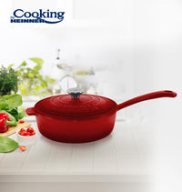 TIGAIE  ADANCA FONTA EMAILATA + CAPAC 24 X 8 CM, 2.5 L, RED LINE, COOKING BY HEINNER