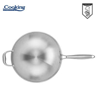 TIGAIE WOK INOX + CAPAC STICLA 30x8.5 CM, 4.5L, TITANIUM3, COOKING BY HEINNER