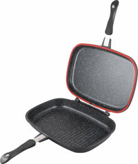 TIGAIE DUBLA DREPTUNGHIULARA TIP GRILL, ALUMINIU, 36x24x7.5 CM,DARK LINE CLASSIC,COOKING  BY HEINNER